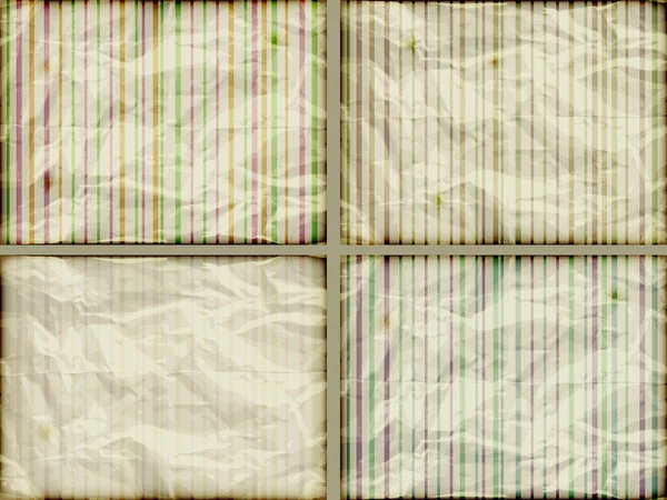 Set vectoriel : fond rayé sur papier calciné froissé — Image vectorielle