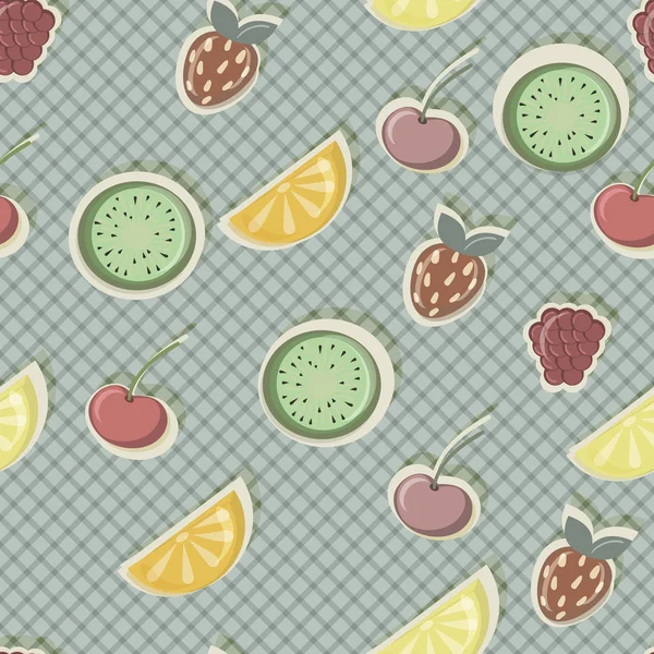 フルーツとベリーのシームレスなパターン ベクトル — ストックベクタ