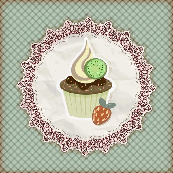 Modèle d'invitation vectorielle avec cupcake — Image vectorielle