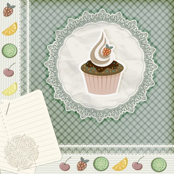 カップケーキとベクトルの招待 temlate — ストックベクタ