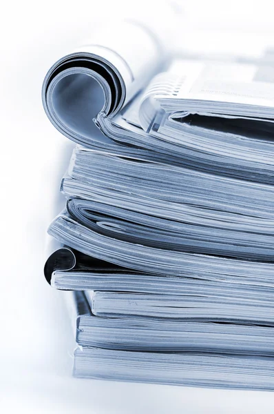 Stack of brochures in blue — Stock Photo, Image