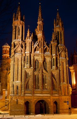 Church os St. Anne in Vilnius at night clipart