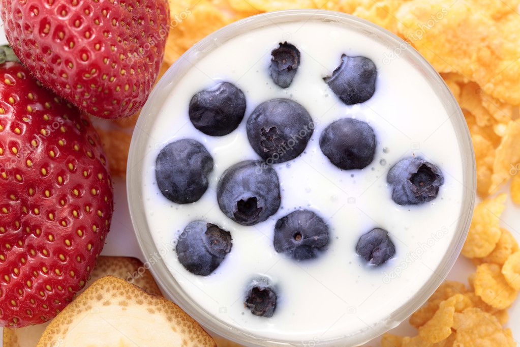 Blueberries in yogurt