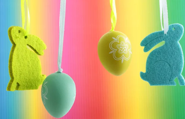 Easter eggs and rabbits — Stock Photo, Image
