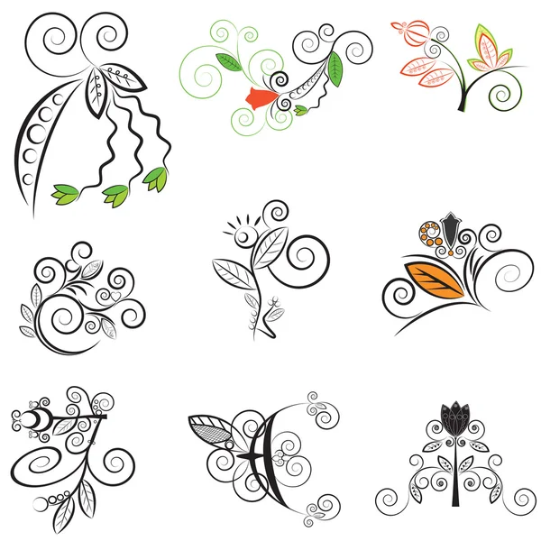 Ensemble de motifs floraux abstraits — Image vectorielle