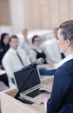 Business woman giving presentation