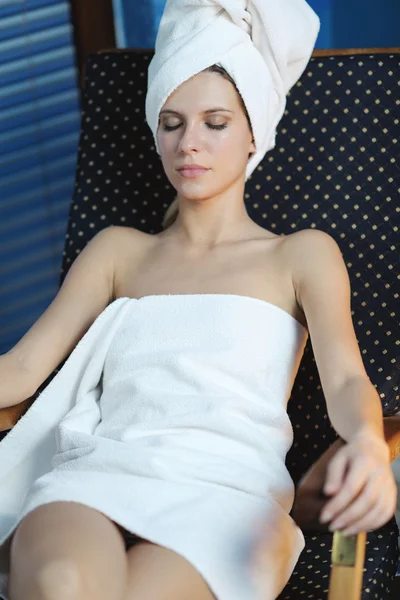 Beautiful young woman in spa Stock Image
