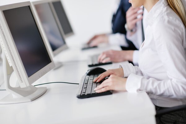 Business group working in customer and help desk office