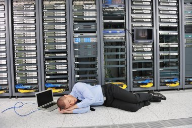 System fail situation in network server room clipart