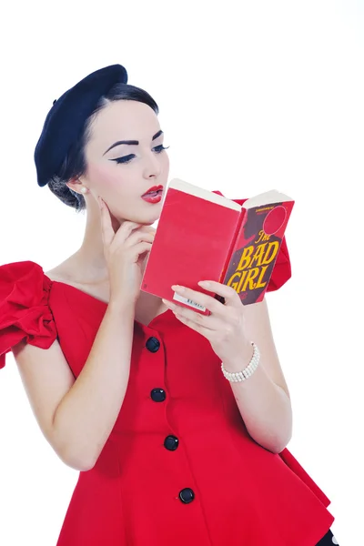 Mulher bonita ler livro — Fotografia de Stock