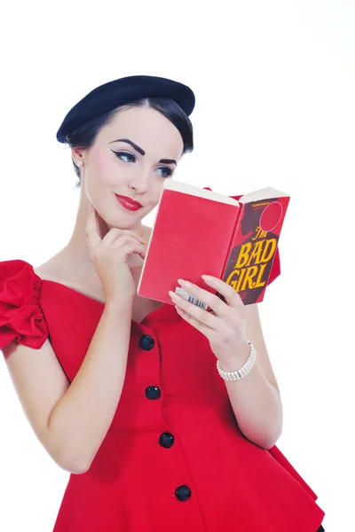 stock image Beautiful young woman read book