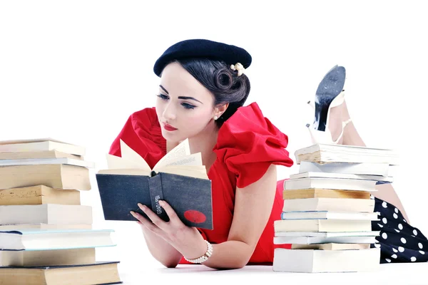 Stock image Beautiful young woman read book