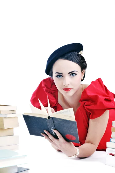 stock image Beautiful young woman read book