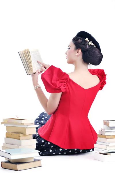 stock image Beautiful young woman read book