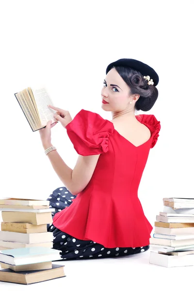 stock image Beautiful young woman read book