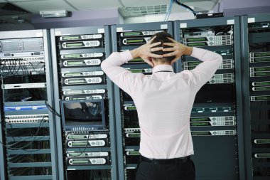 System fail situation in network server room clipart