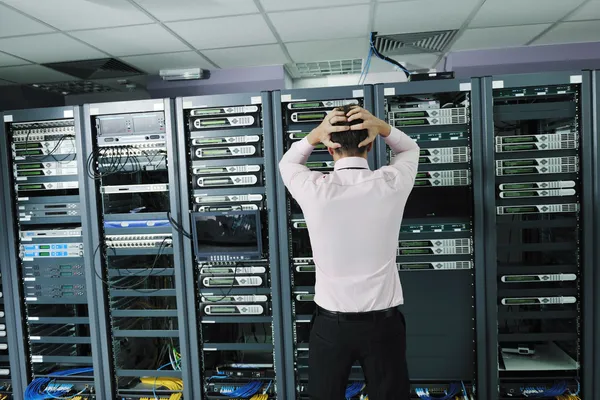 System fail situation in network server room — Stock Photo, Image