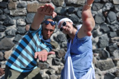 mutlu genç çift turist Yunanistan