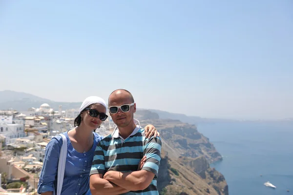 快乐的年轻夫妇在希腊游客 — 图库照片