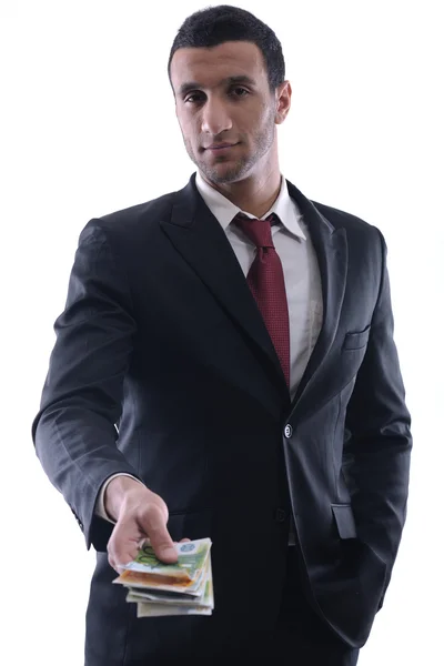 Business man holding money — Stock Photo, Image