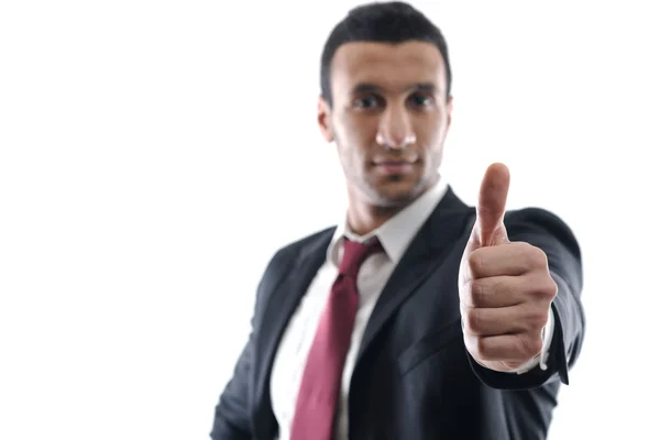 Businessmen making his thumb up saying OK Royalty Free Stock Images