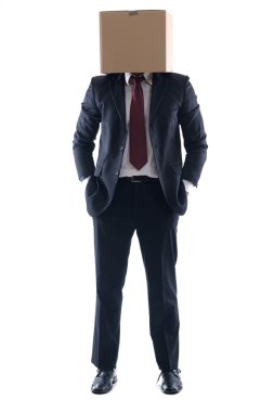Business man with an box on his head clipart