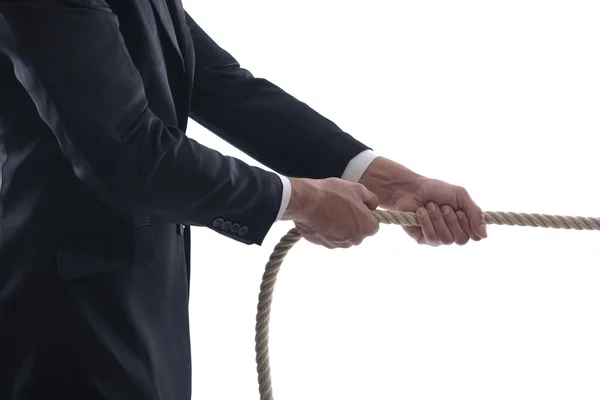 Geschäftsmann mit Seil isoliert auf weißem Hintergrund — Stockfoto