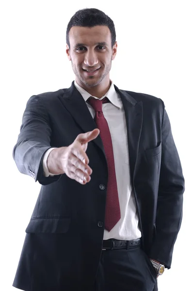 Business man giving you a hand shake — Stock Photo, Image