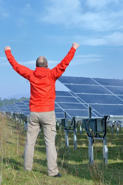 stock image Male solar panel engineer at work place