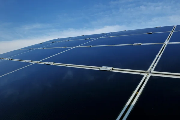 Поле відновлюваної енергетики сонячної панелі — стокове фото