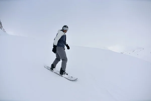 Skiing on fresh snow at winter season at beautiful sunny day Royalty Free Stock Photos
