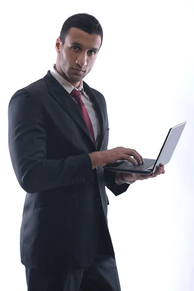 Homme d'affaires travail sur mini ordinateur portable — Photo