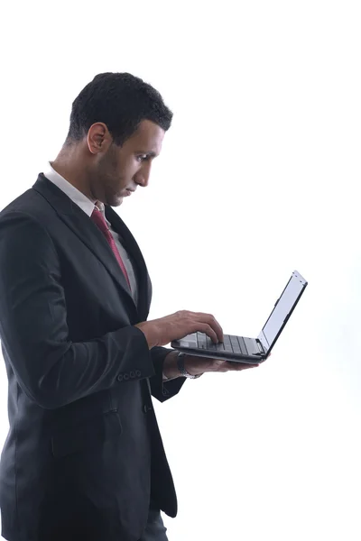 Business man work on mini laptop — Stock Photo, Image