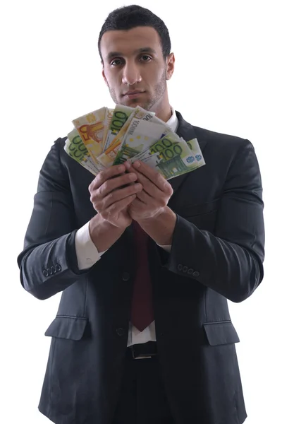 Бізнесмен тримає гроші — стокове фото