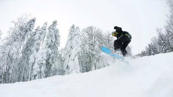 Snowboarder sulla neve fresca e profonda — Foto Stock