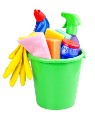 Bucket with cleaning articles clipart