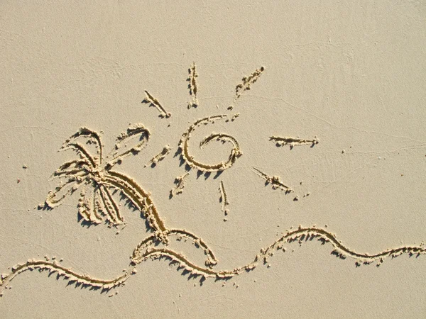 Drawing on the sand — Stock Photo, Image