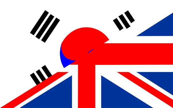 Corée du Sud drapeau britannique — Photo