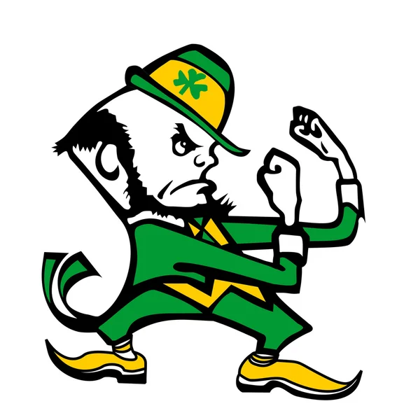 Universitetar av notre dame logotyp irländska man tecknade fighting ställning — Stockfoto