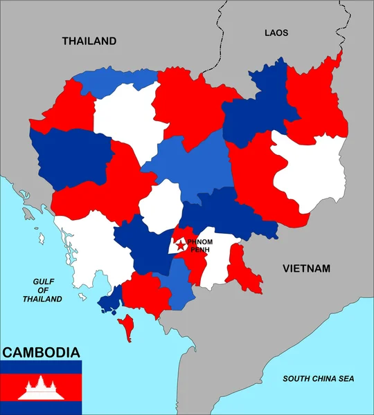 Mapa Kambodža — Stock fotografie
