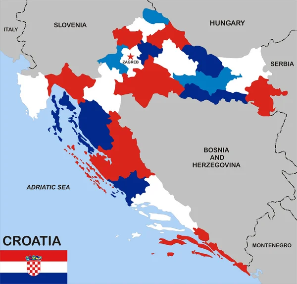 Κροατία πολιτικό χάρτη — Φωτογραφία Αρχείου