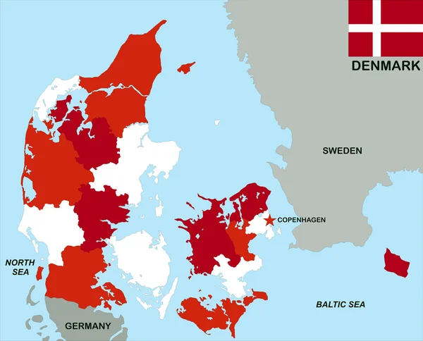 Политическая карта Дании — стоковое фото