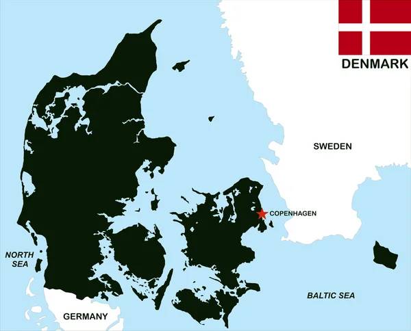 Politische Landkarte Dänemarks — Stockfoto