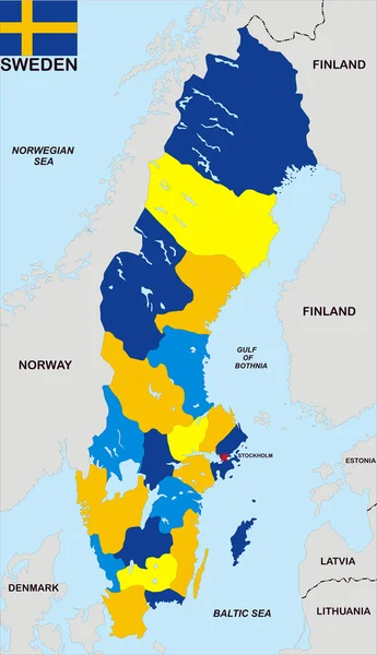 Mapa político de Suecia —  Fotos de Stock
