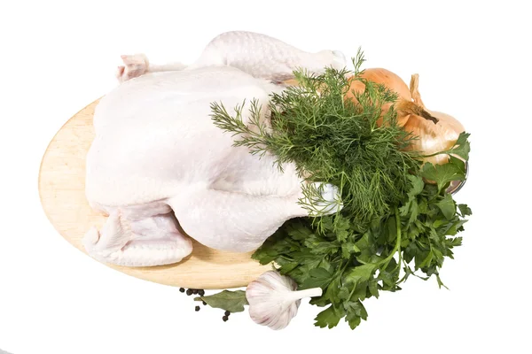 stock image Chicken carcass on the cutting board.