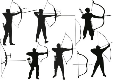 set of archers isolated on white clipart