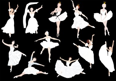 eleven white ballet dencers clipart