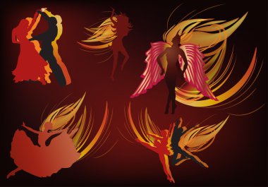 flame dencers illudtration clipart