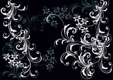 grey and white flower curls clipart