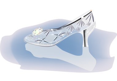 crystal shoe with reflection illustration clipart